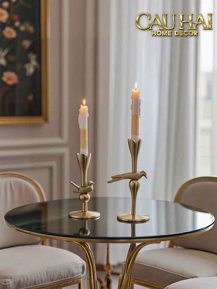 Set 2 Đế Nến Đồng Brasson Bird Harmonia Candle Holders-ĐÈN TRANG TRÍ-CẬU HAI HOME DECOR