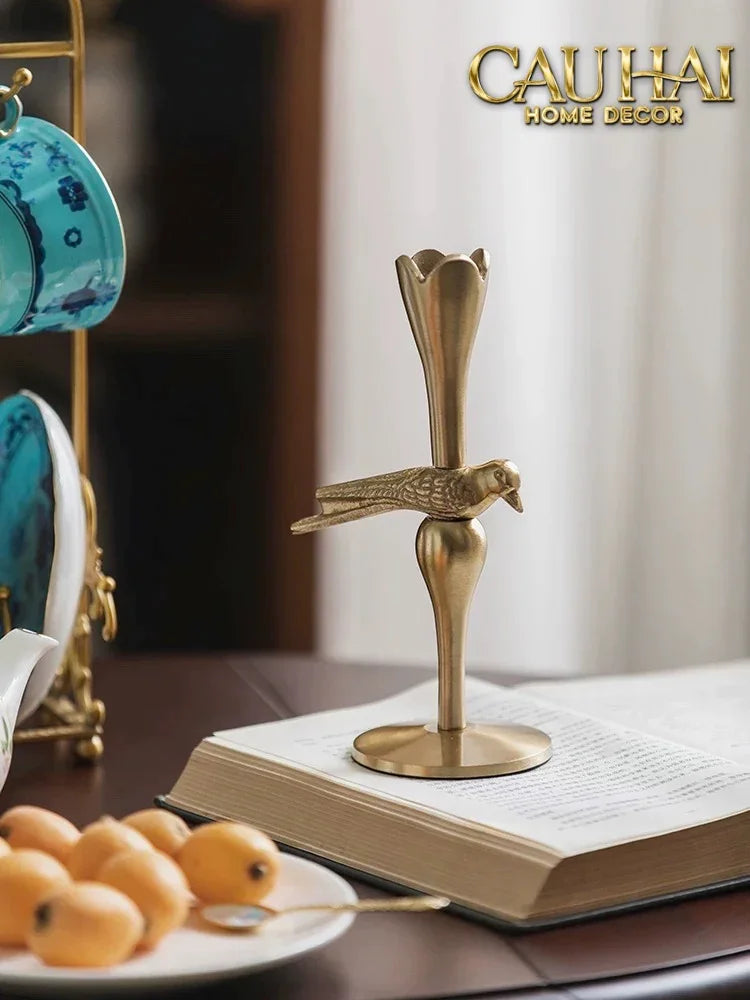 Set 2 Đế Nến Đồng Brasson Bird Harmonia Candle Holders-ĐÈN TRANG TRÍ-CẬU HAI HOME DECOR