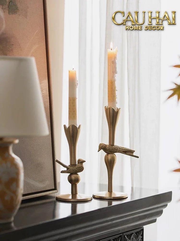 Set 2 Đế Nến Đồng Brasson Bird Harmonia Candle Holders-ĐÈN TRANG TRÍ-CẬU HAI HOME DECOR