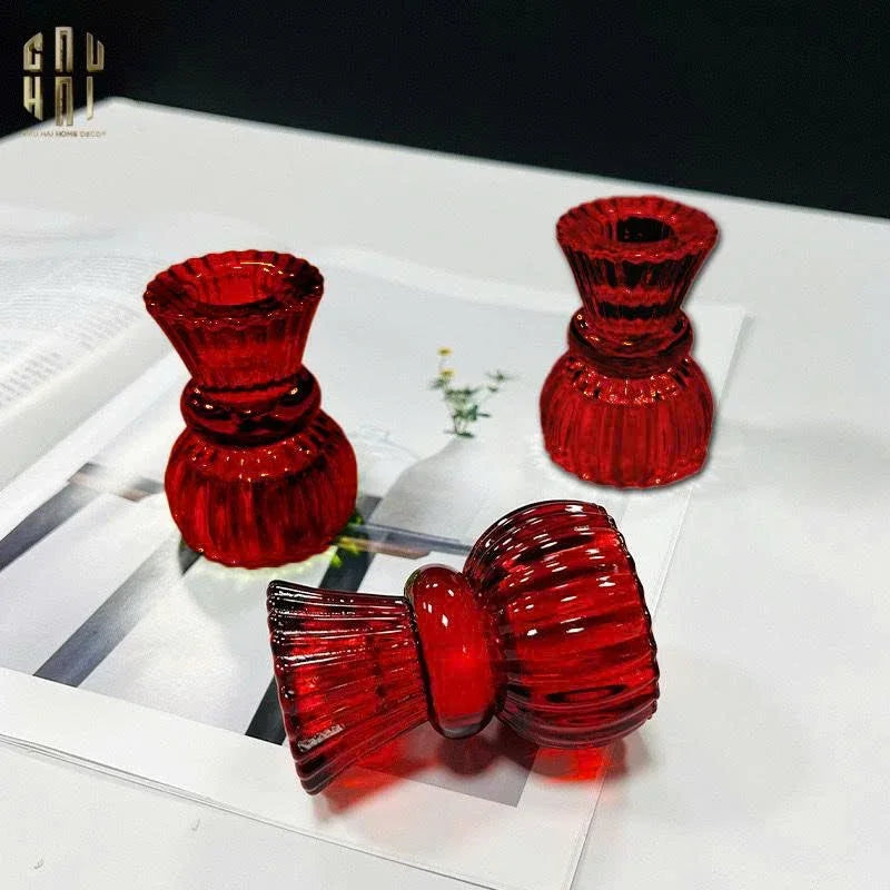 Set 2 Đế Nến Pha Lê Rouge Éclat-ĐẾ NẾN-CẬU HAI HOME DECOR