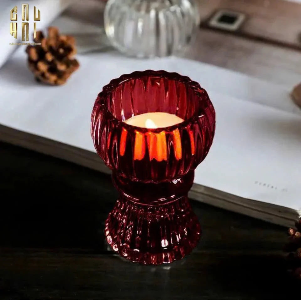 Set 2 Đế Nến Pha Lê Rouge Éclat-ĐẾ NẾN-CẬU HAI HOME DECOR