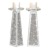 Set 2 Đế Nến Starlight Mirrored Crystal Pillar - CẬU HAI HOME DECOR