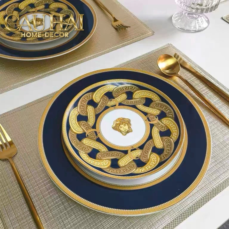 Set 2 Đĩa Dinner Gốm Sứ Medusa Chain Royale Cobalt 27/20-SET CHÉN DĨA-CẬU HAI HOME DECOR