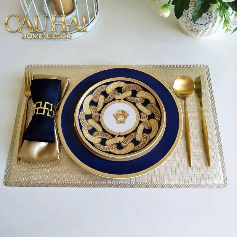 Set 2 Đĩa Dinner Gốm Sứ Medusa Chain Royale Cobalt 27/20-SET CHÉN DĨA-CẬU HAI HOME DECOR