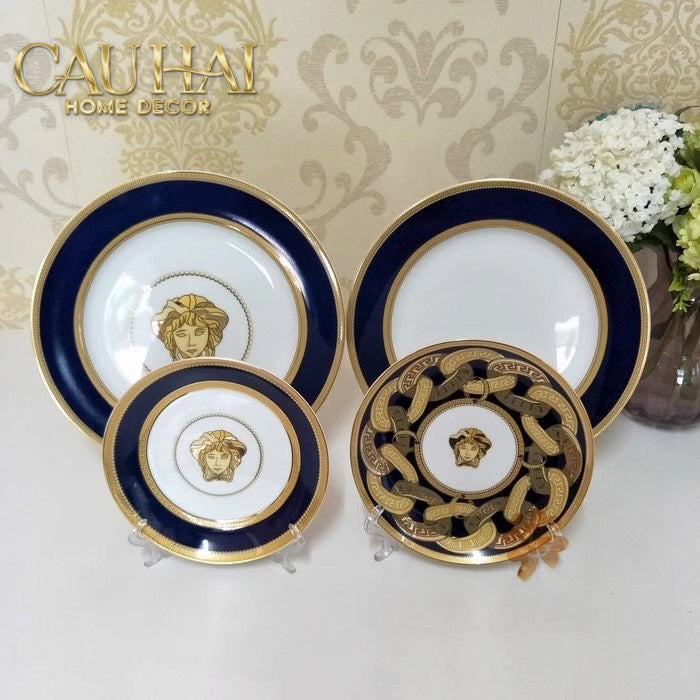 Set 2 Đĩa Dinner Gốm Sứ Medusa Chain Royale Cobalt 27/20-SET CHÉN DĨA-CẬU HAI HOME DECOR