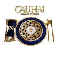 Set 2 Đĩa Dinner Gốm Sứ Medusa Chain Royale Cobalt 27/20-SET CHÉN DĨA-CẬU HAI HOME DECOR