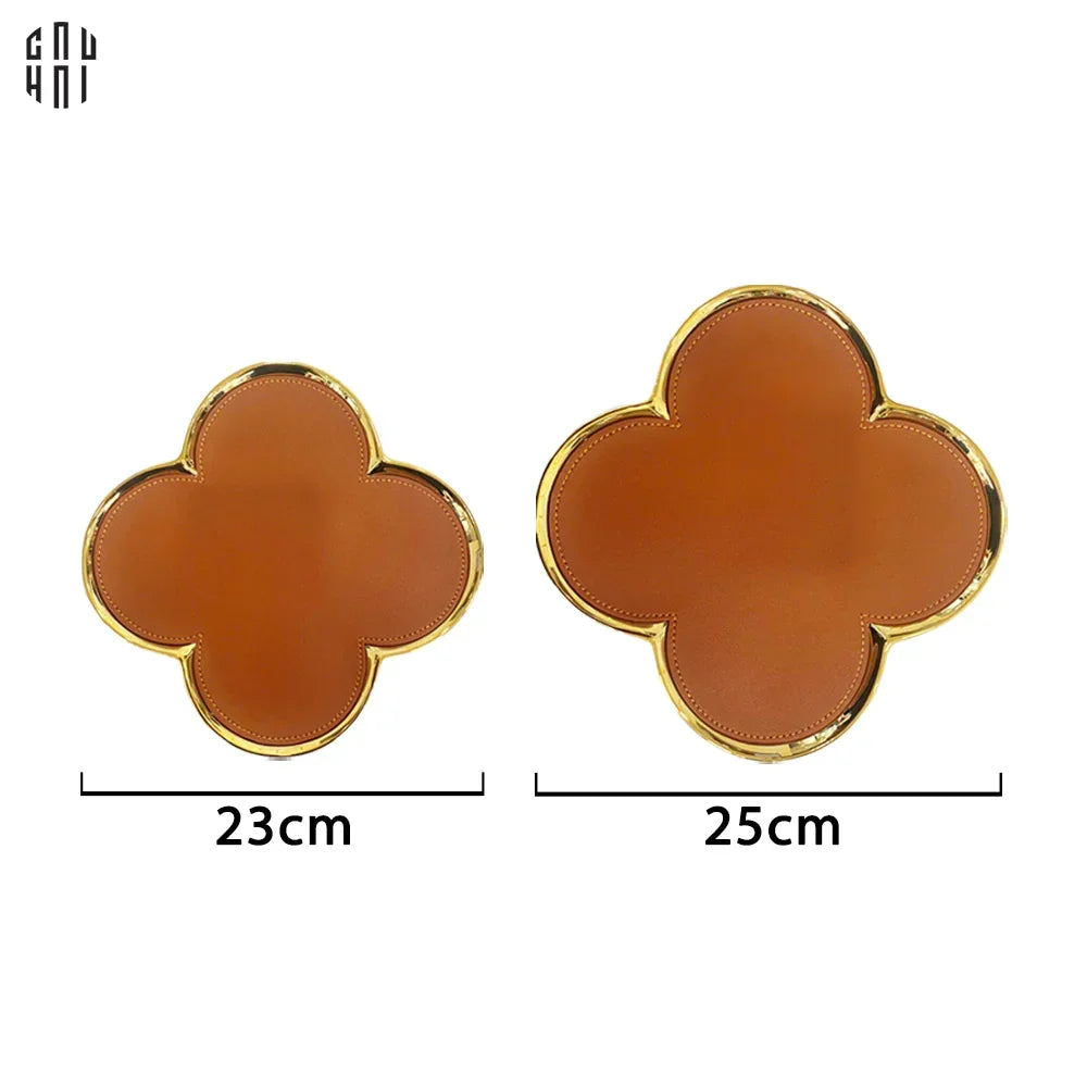 Set 2 Đĩa Sứ Bọc Da Fleur De Monogram - Gold Lignes-SET CHÉN DĨA-CẬU HAI HOME DECOR