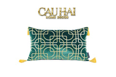 Set 2 Gối Nhung Emerald Lumina Grid 45X45/-VỎ GỐI-CẬU HAI HOME DECOR