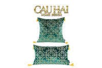 Set 2 Gối Nhung Emerald Lumina Grid 45X45/-VỎ GỐI-CẬU HAI HOME DECOR