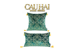 Set 2 Gối Nhung Emerald Lumina Grid 45X45/-VỎ GỐI-CẬU HAI HOME DECOR