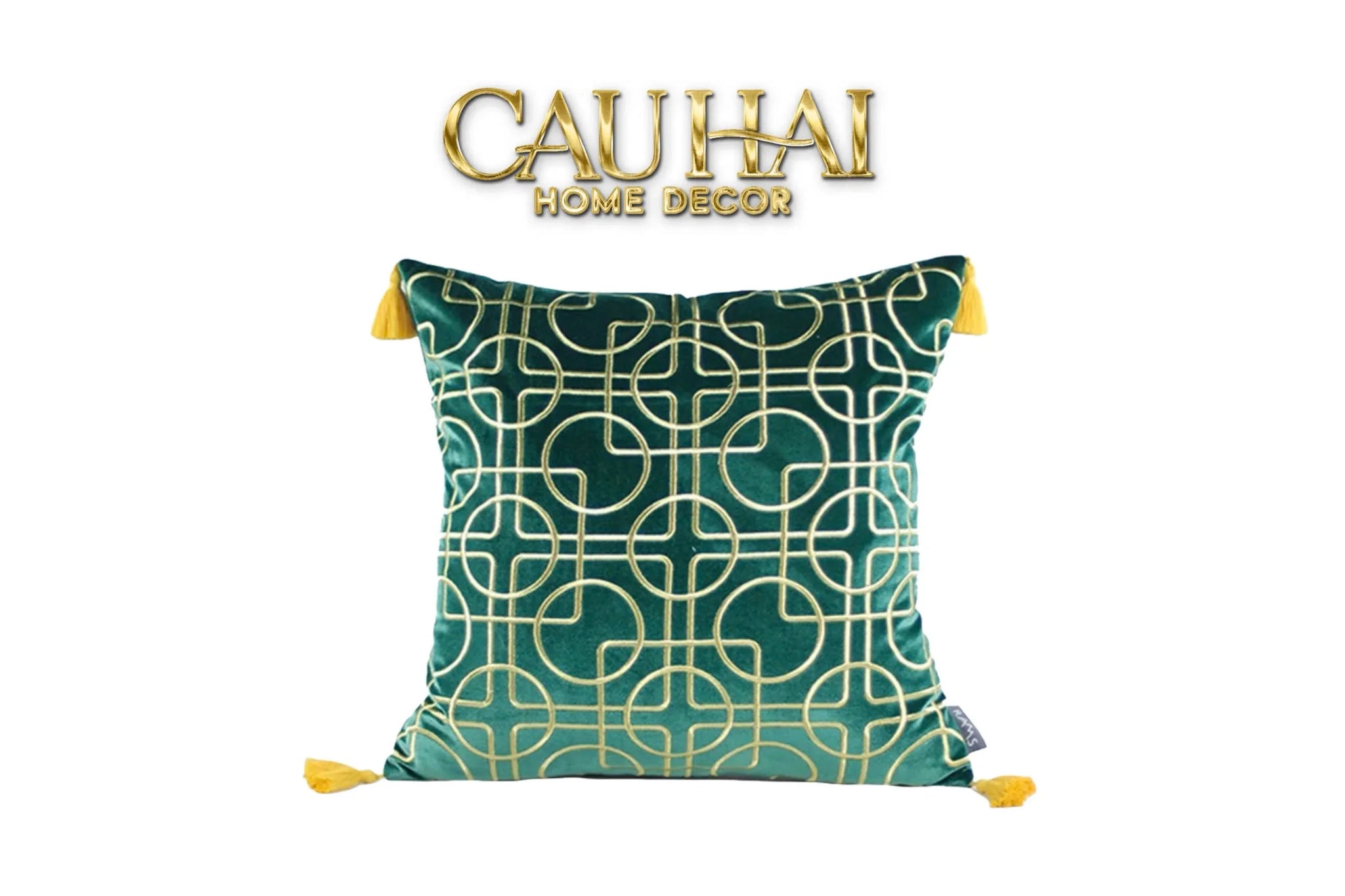 Set 2 Gối Nhung Emerald Lumina Grid 45X45/-CẬU HAI HOME DECOR