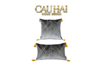 Set 2 Gối Nhung Radiant Velour Golden Vector Lines 45 30X50-VỎ GỐI-CẬU HAI HOME DECOR