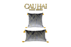 Set 2 Gối Nhung Radiant Velour Golden Vector Lines 45 30X50-VỎ GỐI-CẬU HAI HOME DECOR