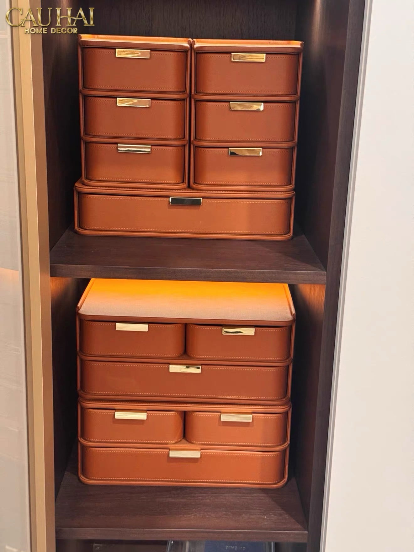 Set 2 Hộp Lưu Trữ Da Pu Alexander-HỘP TRANG SỨC-CẬU HAI HOME DECOR