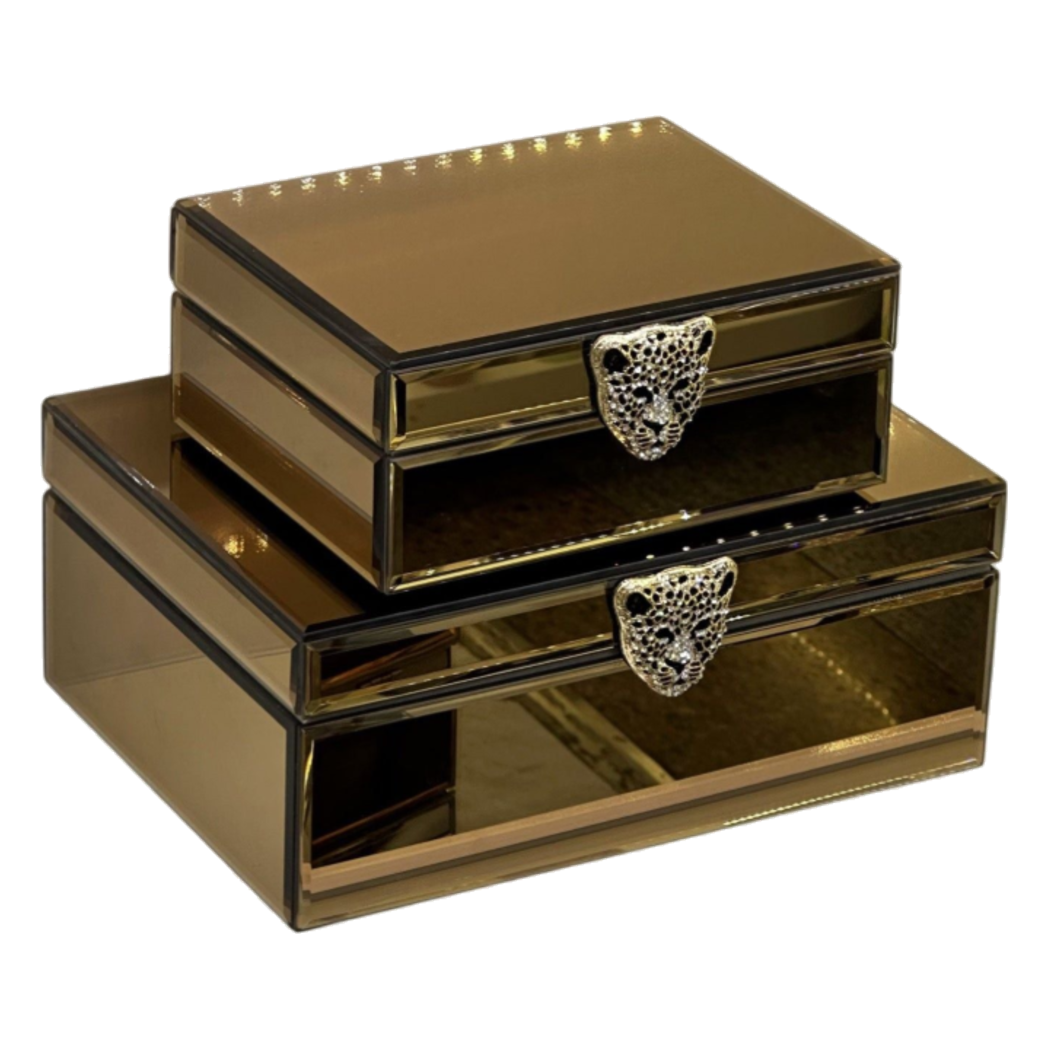 Set 2 Hộp Trang Sức Starlight Mirrored Chữ Nhật Panther Argenté Bronze - Cậu Hai Home Decor