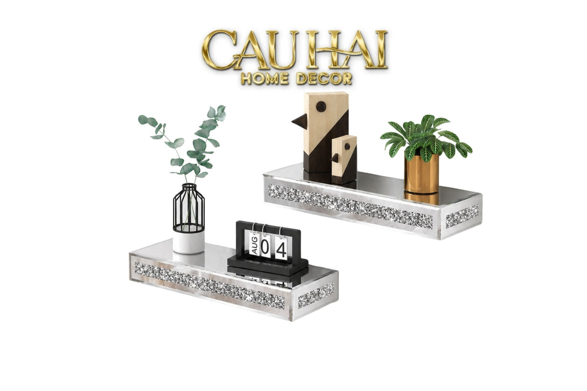Set 2 Kệ Treo Tường Starlight Mirrored Crystal Shelf