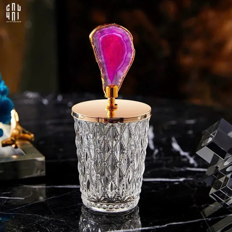 SET 2 LỌ ĐÁ MÃ NÃO - QUARTZ PINK-CẬU HAI HOME DECOR