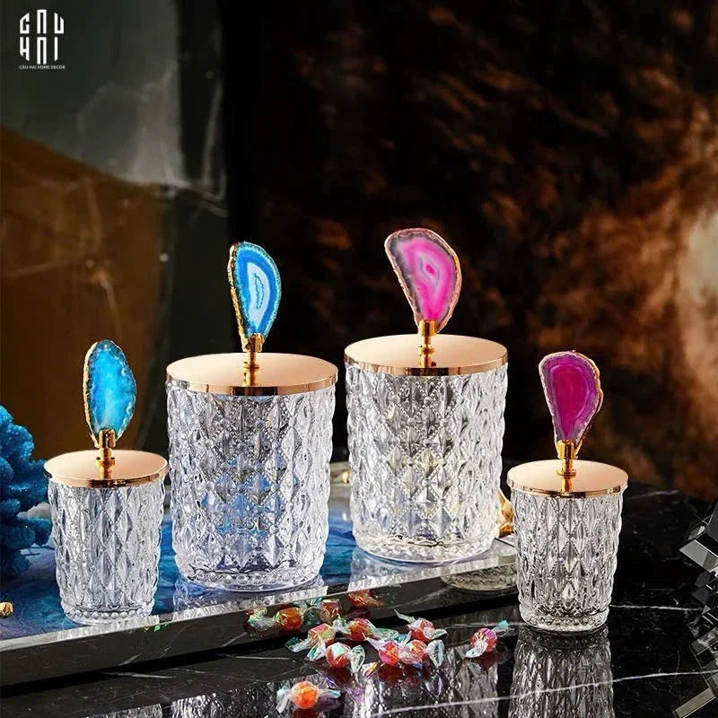 SET 2 LỌ ĐÁ MÃ NÃO - QUARTZ PINK-CẬU HAI HOME DECOR