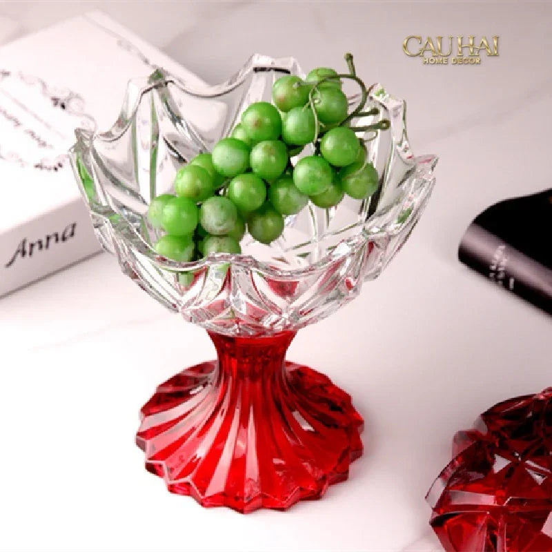 Set 2 Lọ Kẹo Pha Lê Đỏ Ruby Candy Lumiere Bonbonnière H21/H28-Lọ kẹo Canister Bonbonnière-CẬU HAI HOME DECOR