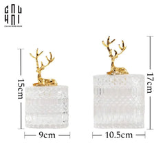 Set 2 Lọ Pha Lế Reindeer Crystal Jar-TRANG TRÍ GIÁNG SINH-CẬU HAI HOME DECOR