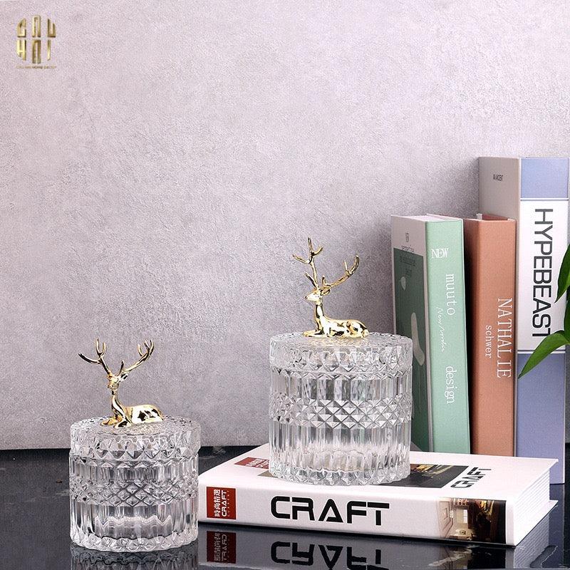 Set 2 Lọ Pha Lế Reindeer Crystal Jar-TRANG TRÍ GIÁNG SINH-CẬU HAI HOME DECOR