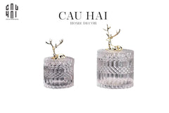 Set 2 Lọ Pha Lế Reindeer Crystal Jar-TRANG TRÍ GIÁNG SINH-CẬU HAI HOME DECOR