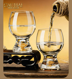 Set 2 Ly Bia Thuỷ Tinh Glacier Golden Diamond Cocktail Glasses 370Ml-CẬU HAI HOME DECOR