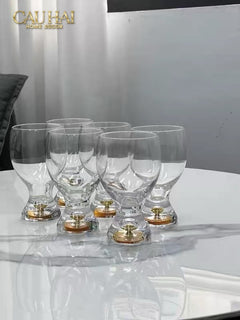 Set 2 Ly Bia Thuỷ Tinh Glacier Golden Diamond Cocktail Glasses 370Ml-CẬU HAI HOME DECOR