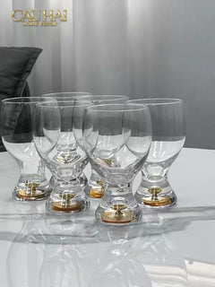 Set 2 Ly Bia Thuỷ Tinh Glacier Golden Diamond Cocktail Glasses 370Ml-CẬU HAI HOME DECOR