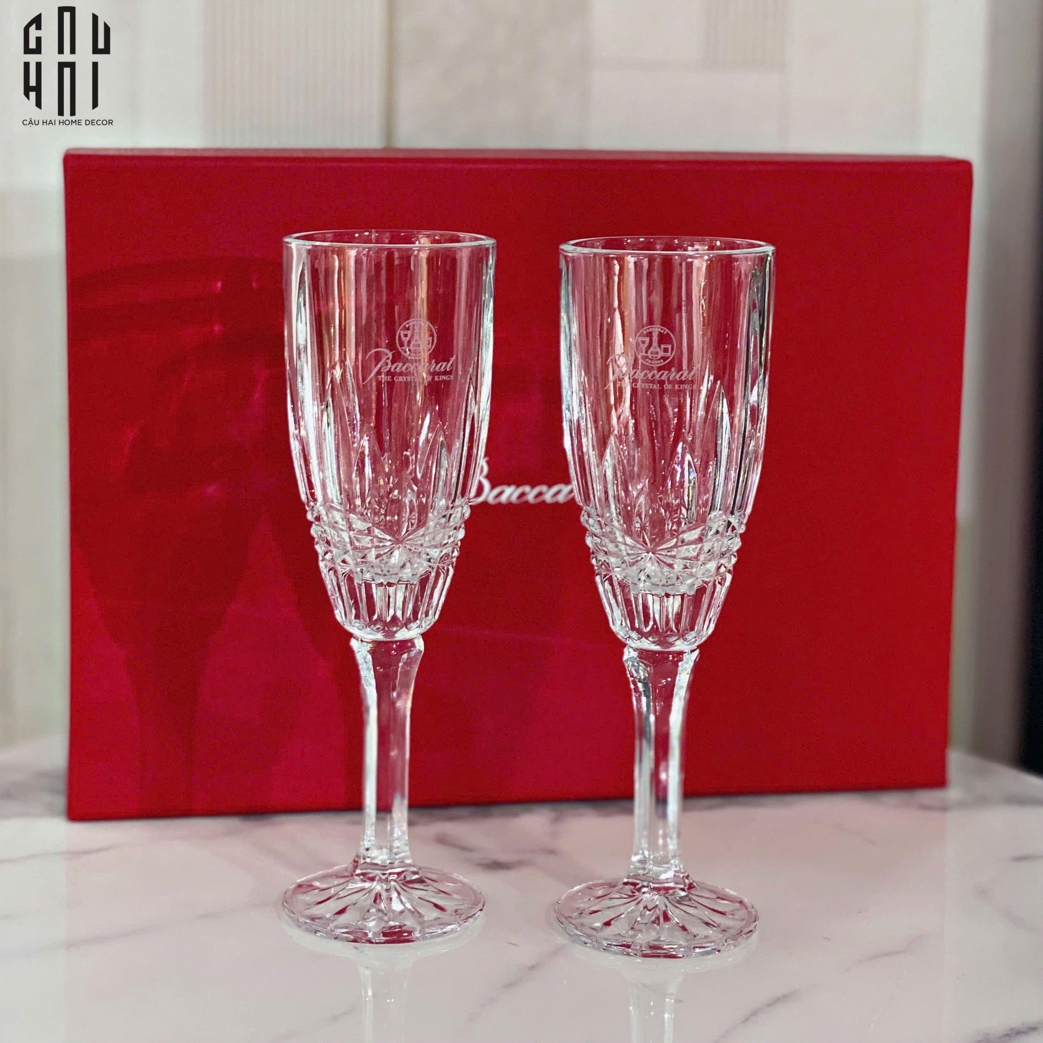 SET 2 LY CHAMPAGNE PHA LÊ CRYSTAL BCR - MOLIUS FULL BOX SS25