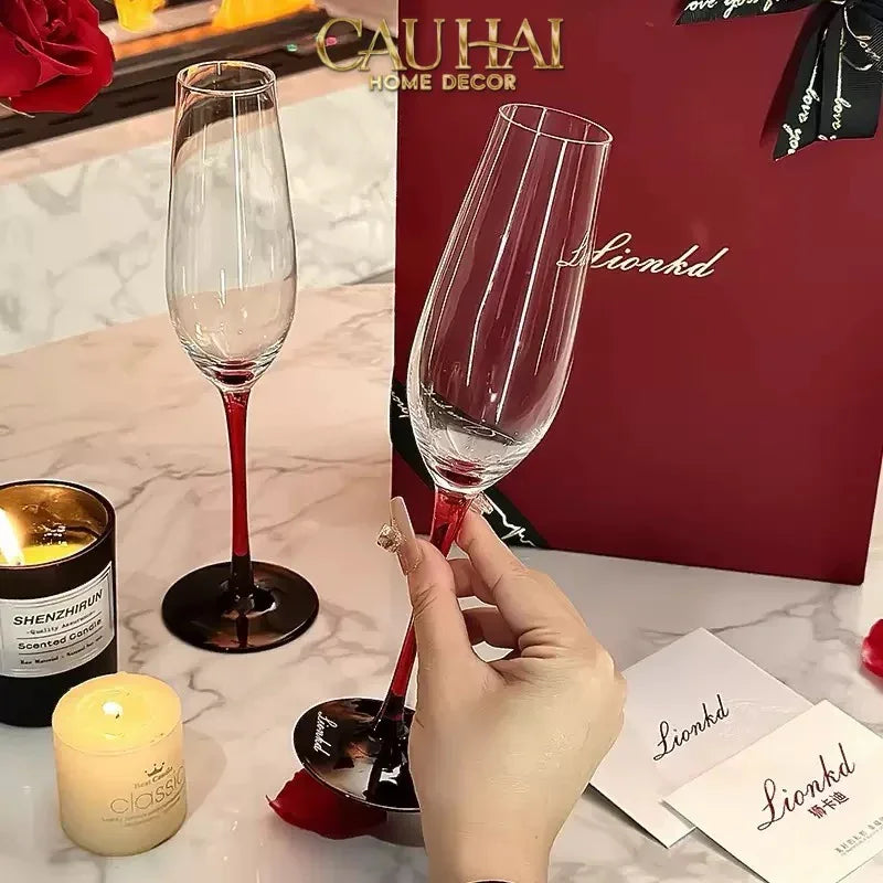 Set 2 Ly Champane Flute Sparkle Sparkling Glasses 240ml 4.2x26x7.1-LY THỦY TINH-CẬU HAI HOME DECOR