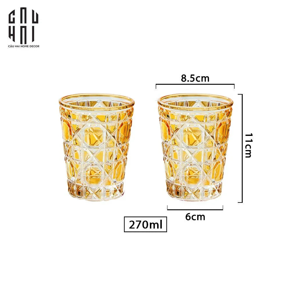 Set 2 Ly Cocktail Thuỷ Tinh D.O - Champagne Gold 310Ml-CẬU HAI HOME DECOR