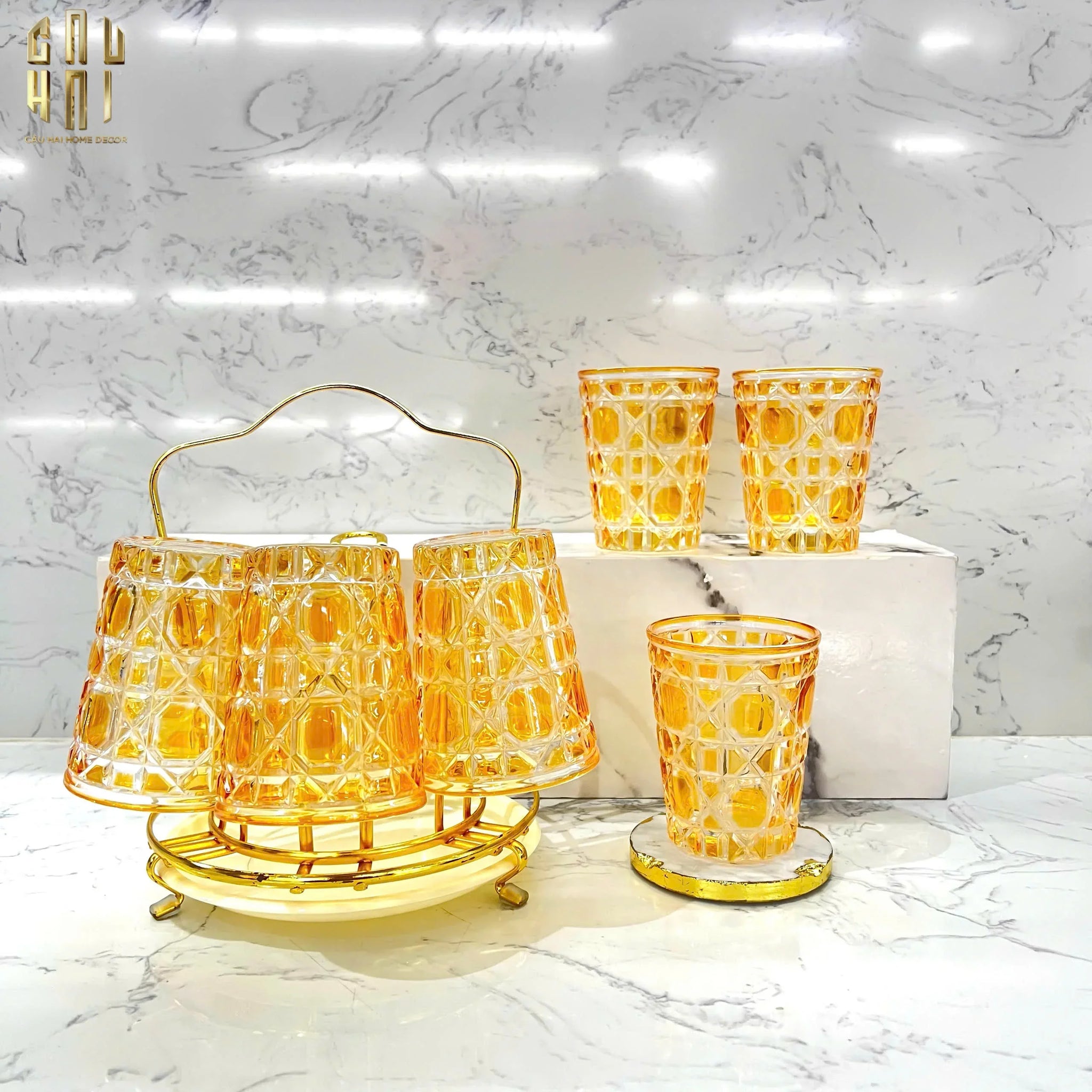 Set 2 Ly Cocktail Thuỷ Tinh D.O - Champagne Gold 310Ml-CẬU HAI HOME DECOR