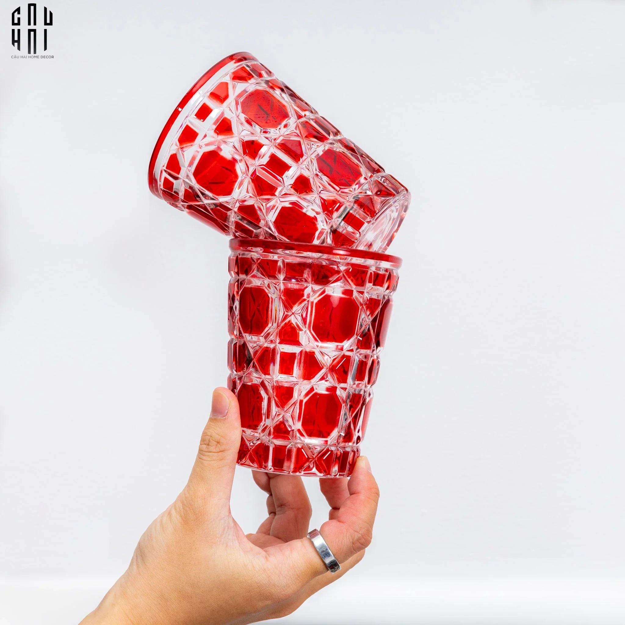 Set 2 Ly Cocktail Thuỷ Tinh D.O - Ruby Red 310Ml-CẬU HAI HOME DECOR