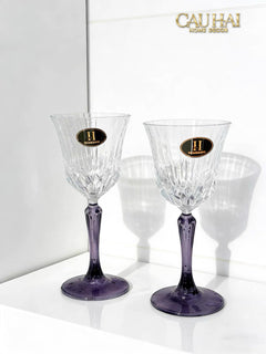 Set 2 Ly Vang Diamond Goblet Plum Crystal 200Ml-CẬU HAI HOME DECOR