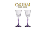 Set 2 Ly Vang Diamond Goblet Plum Crystal 200Ml-LY THỦY TINH-CẬU HAI HOME DECOR