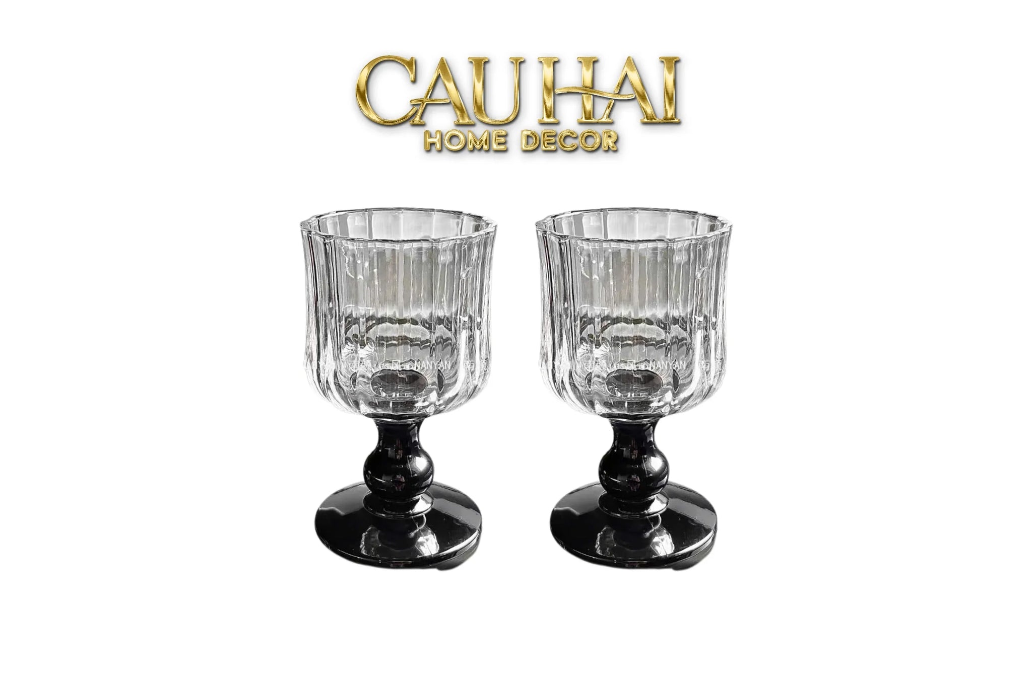 Set 2 Ly Whiskey Chân Cao Goblet Parisienne Charm Bistro Glasses 200Ml-LY THỦY TINH-CẬU HAI HOME DECOR