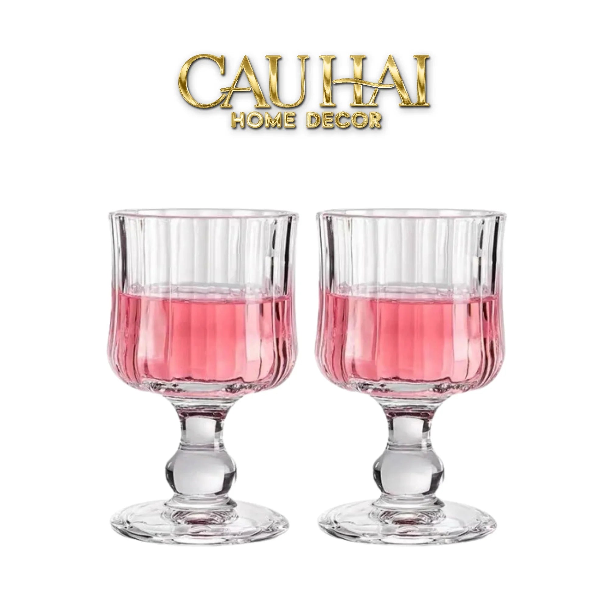 Set 2 Ly Whiskey Chân Cao Goblet Parisienne Charm Bistro Glasses 200Ml-LY THỦY TINH-CẬU HAI HOME DECOR