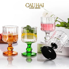 Set 2 Ly Whiskey Chân Cao Goblet Parisienne Charm Bistro Glasses 200Ml-LY THỦY TINH-CẬU HAI HOME DECOR