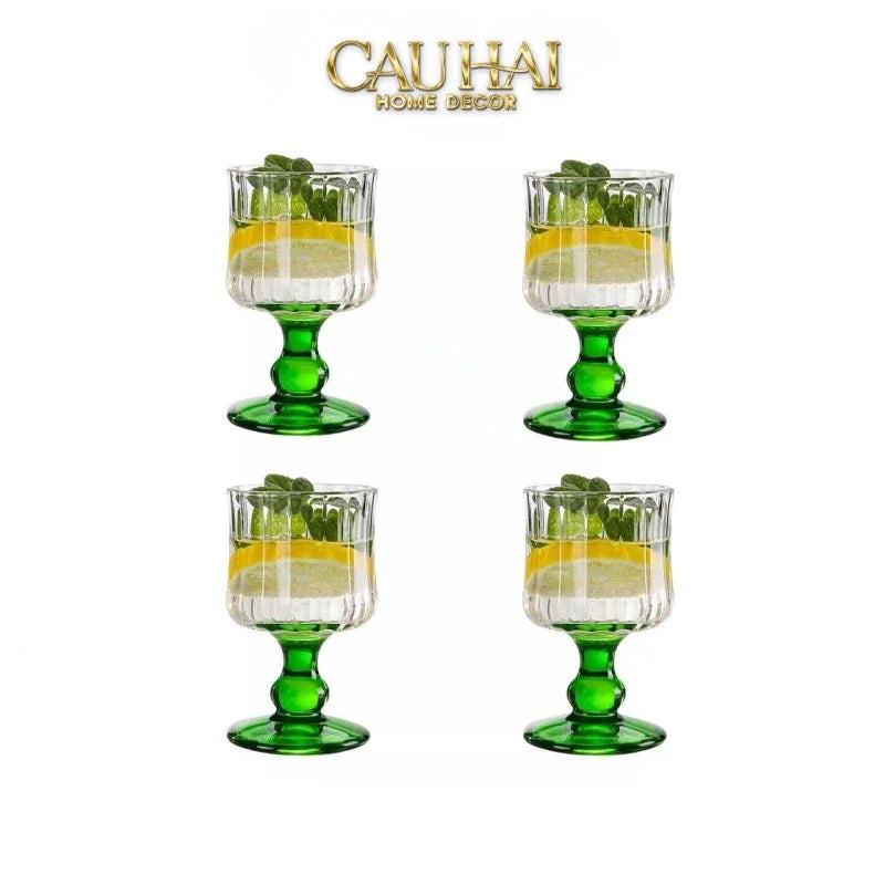 Set 2 Ly Whiskey Chân Cao Goblet Parisienne Charm Bistro Glasses 200Ml-LY THỦY TINH-CẬU HAI HOME DECOR
