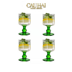 Set 2 Ly Whiskey Chân Cao Goblet Parisienne Charm Bistro Glasses 200Ml-LY THỦY TINH-CẬU HAI HOME DECOR