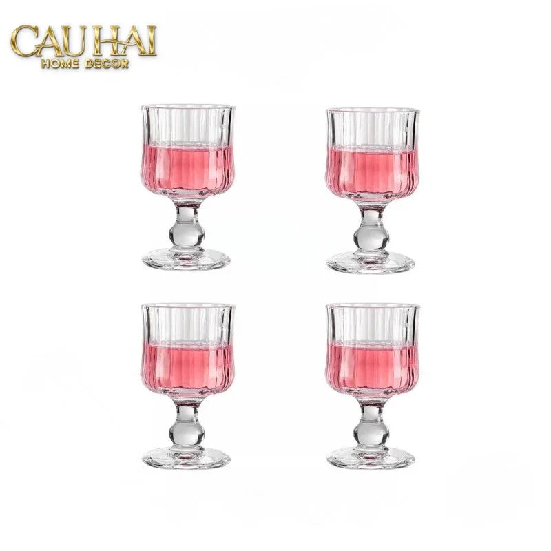 Set 2 Ly Whiskey Chân Cao Goblet Parisienne Charm Bistro Glasses 200Ml-LY THỦY TINH-CẬU HAI HOME DECOR