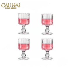 Set 2 Ly Whiskey Chân Cao Goblet Parisienne Charm Bistro Glasses 200Ml-LY THỦY TINH-CẬU HAI HOME DECOR