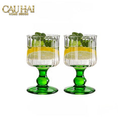 Set 2 Ly Whiskey Chân Cao Goblet Parisienne Charm Bistro Glasses 200Ml-LY THỦY TINH-CẬU HAI HOME DECOR