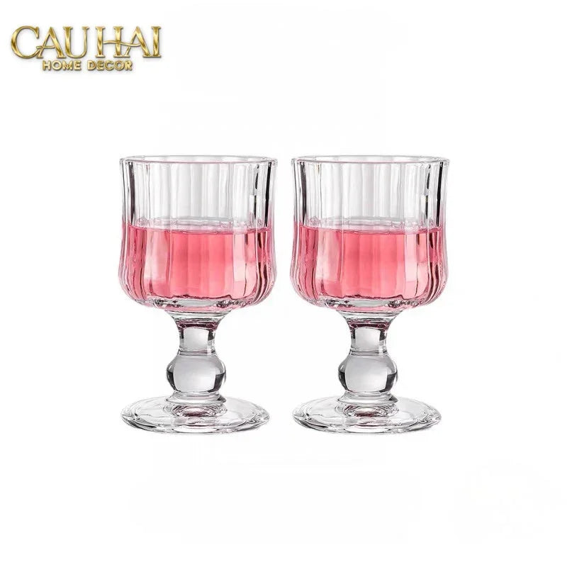 Set 2 Ly Whiskey Chân Cao Goblet Parisienne Charm Bistro Glasses 200Ml-LY THỦY TINH-CẬU HAI HOME DECOR