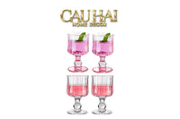 Set 2 Ly Whiskey Chân Cao Goblet Parisienne Charm Bistro Glasses 200Ml-LY THỦY TINH-CẬU HAI HOME DECOR