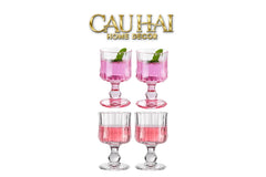 Set 2 Ly Whiskey Chân Cao Goblet Parisienne Charm Bistro Glasses 200Ml-LY THỦY TINH-CẬU HAI HOME DECOR