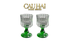 Set 2 Ly Whiskey Chân Cao Goblet Parisienne Charm Bistro Glasses 200Ml-LY THỦY TINH-CẬU HAI HOME DECOR