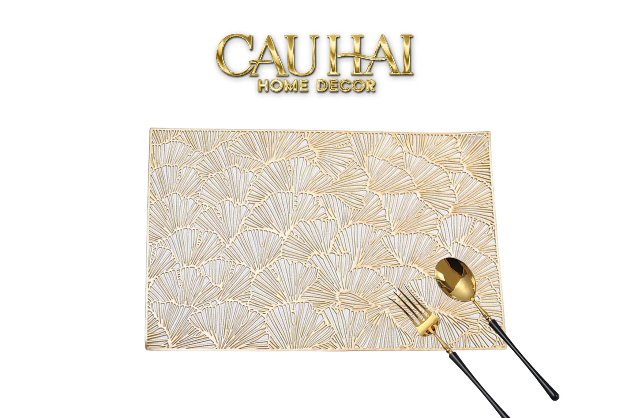 Set 2 Tấm Lót Bàn Ăn - Placemat Gilded Fan Pattern-CẬU HAI HOME DECOR