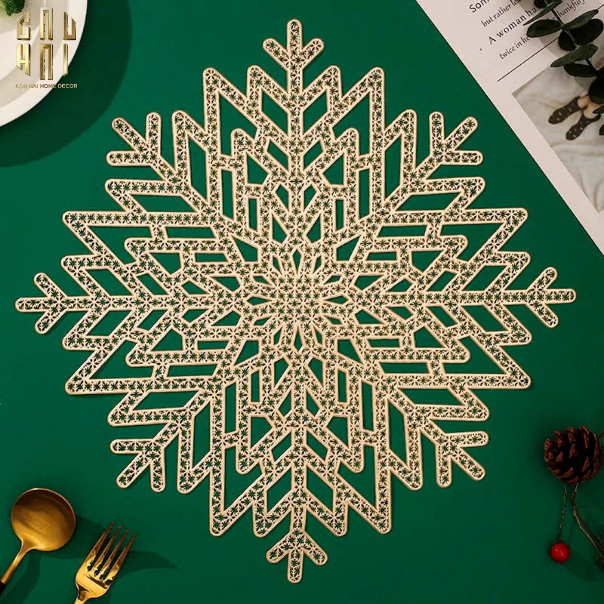 SET 2 TẤM LÓT BÀN ĂN - PLACEMAT GOLDEN SNOWFLAKE